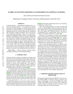 D-CBRS: Accounting For Intra-Class Diversity in Continual Learning