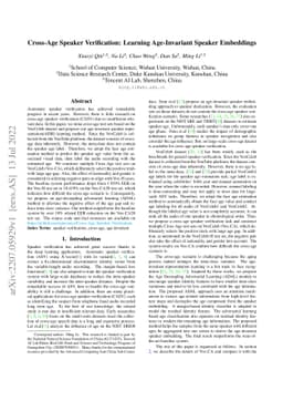 Cross-Age Speaker Verification: Learning Age-Invariant Speaker
  Embeddings