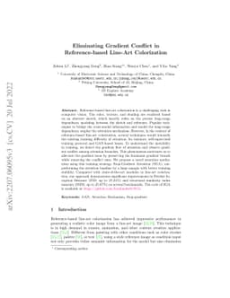 Eliminating Gradient Conflict in Reference-based Line-Art Colorization