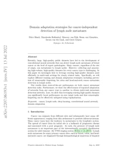Domain adaptation strategies for cancer-independent detection of lymph
  node metastases