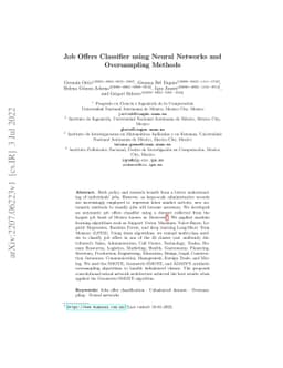 Job Offers Classifier using Neural Networks and Oversampling Methods