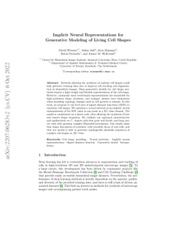 Implicit Neural Representations for Generative Modeling of Living Cell
  Shapes