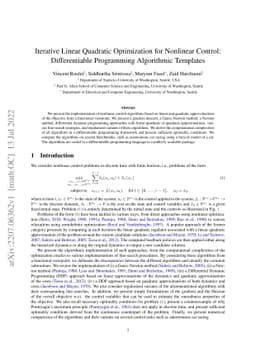 Iterative Linear Quadratic Optimization for Nonlinear Control:
  Differentiable Programming Algorithmic Templates