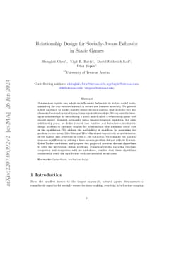 Relationship Design for Socially-Aware Behavior in Static Games