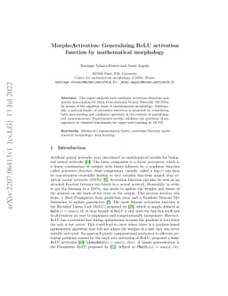MorphoActivation: Generalizing ReLU activation function by mathematical
  morphology