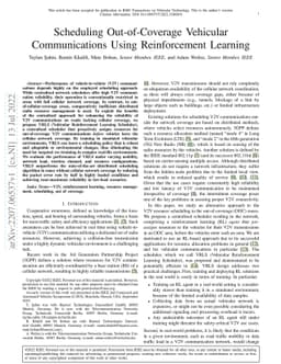 Scheduling Out-of-Coverage Vehicular Communications Using Reinforcement
  Learning