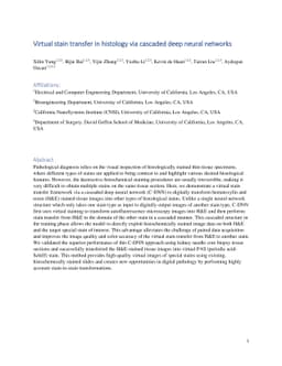 Virtual stain transfer in histology via cascaded deep neural networks