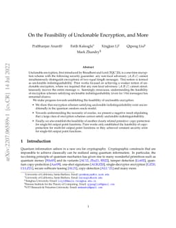 On the Feasibility of Unclonable Encryption, and More