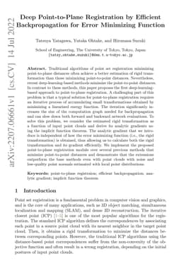 Deep Point-to-Plane Registration by Efficient Backpropagation for Error
  Minimizing Function