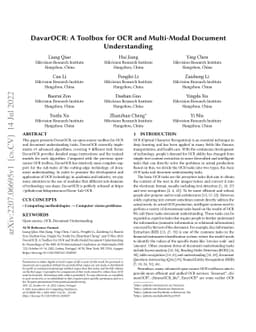DavarOCR: A Toolbox for OCR and Multi-Modal Document Understanding