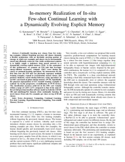 In-memory Realization of In-situ Few-shot Continual Learning with a
  Dynamically Evolving Explicit Memory