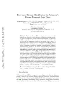 Pose-based Tremor Classification for Parkinson's Disease Diagnosis from
  Video