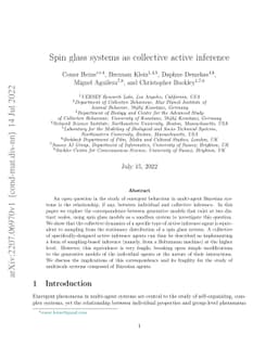Spin glass systems as collective active inference