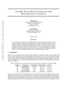 AutoML-Based Drought Forecast with Meteorological Variables