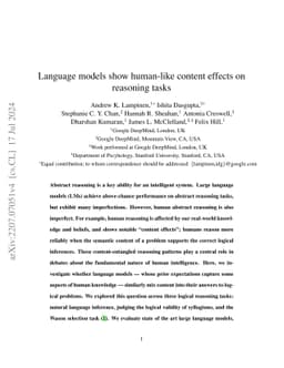 Language models show human-like content effects on reasoning tasks
