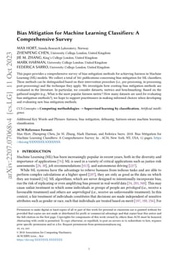 Bias Mitigation for Machine Learning Classifiers: A Comprehensive Survey