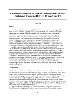 A Novel Implementation of Machine Learning for the Efficient,
  Explainable Diagnosis of COVID-19 from Chest CT