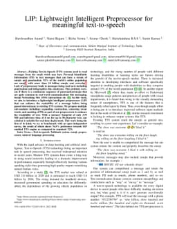 LIP: Lightweight Intelligent Preprocessor for meaningful text-to-speech
