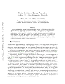 On the Selection of Tuning Parameters for Patch-Stitching Embedding
  Methods