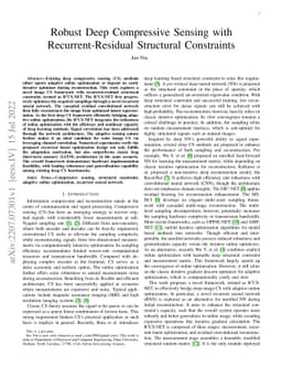 Robust Deep Compressive Sensing with Recurrent-Residual Structural
  Constraints