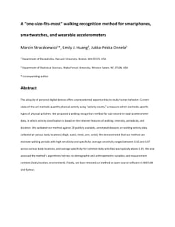 A óne-size-fits-most' walking recognition method for smartphones,
  smartwatches, and wearable accelerometers