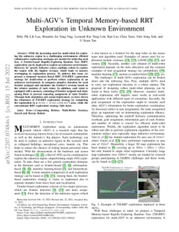 Multi-AGV's Temporal Memory-based RRT Exploration in Unknown Environment