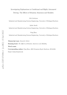Investigating Explanations in Conditional and Highly Automated Driving:
  The Effects of Situation Awareness and Modality