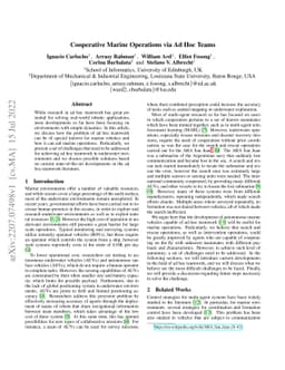 Cooperative Marine Operations via Ad Hoc Teams