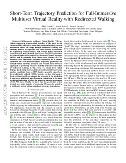 Short-Term Trajectory Prediction for Full-Immersive Multiuser Virtual
  Reality with Redirected Walking