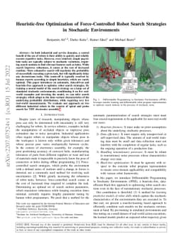 Heuristic-free Optimization of Force-Controlled Robot Search Strategies
  in Stochastic Environments