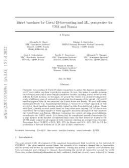 Strict baselines for Covid-19 forecasting and ML perspective for USA and
  Russia
