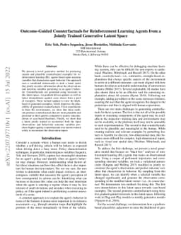 Outcome-Guided Counterfactuals for Reinforcement Learning Agents from a
  Jointly Trained Generative Latent Space