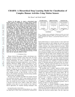 CHARM: A Hierarchical Deep Learning Model for Classification of Complex
  Human Activities Using Motion Sensors