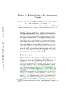 Robust AI Driving Strategy for Autonomous Vehicles