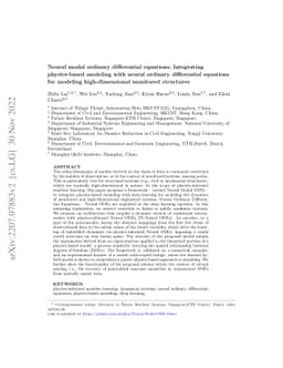 Neural modal ordinary differential equations: Integrating physics-based
  modeling with neural ordinary differential equations for modeling
  high-dimensional monitored structures