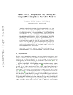Multi-Modal Unsupervised Pre-Training for Surgical Operating Room
  Workflow Analysis
