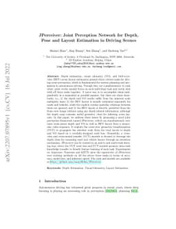 JPerceiver: Joint Perception Network for Depth, Pose and Layout
  Estimation in Driving Scenes