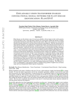 Explainable vision transformer enabled convolutional neural network for
  plant disease identification: PlantXViT