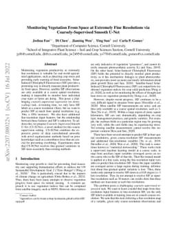Monitoring Vegetation From Space at Extremely Fine Resolutions via
  Coarsely-Supervised Smooth U-Net