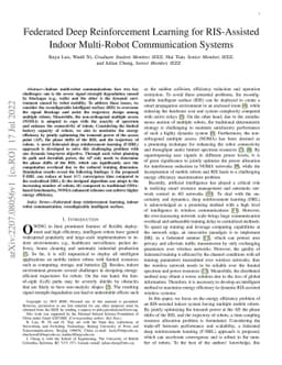Federated Deep Reinforcement Learning for RIS-Assisted Indoor
  Multi-Robot Communication Systems