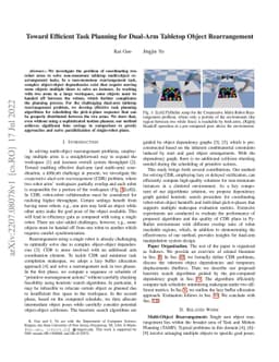 Toward Efficient Task Planning for Dual-Arm Tabletop Object
  Rearrangement