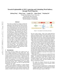 Towards Explainability in NLP: Analyzing and Calculating Word Saliency
  through Word Properties