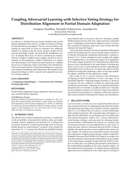 Coupling Adversarial Learning with Selective Voting Strategy for
  Distribution Alignment in Partial Domain Adaptation