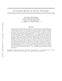 Automated Repair of Neural Networks