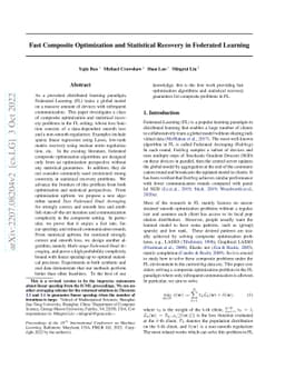 Fast Composite Optimization and Statistical Recovery in Federated
  Learning