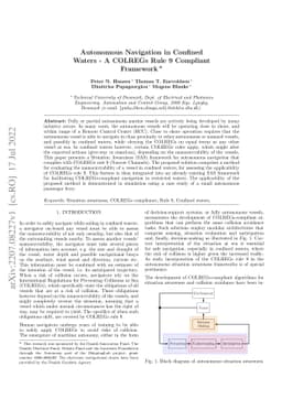 Autonomous Navigation in Confined Waters -- A COLREGs Rule 9 Compliant
  Framework