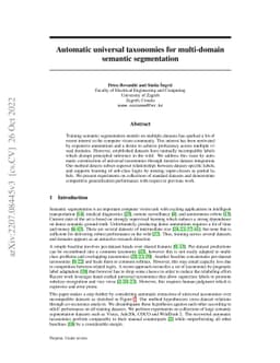 Automatic universal taxonomies for multi-domain semantic segmentation