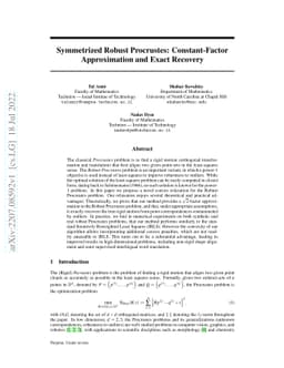 Symmetrized Robust Procrustes: Constant-Factor Approximation and Exact
  Recovery