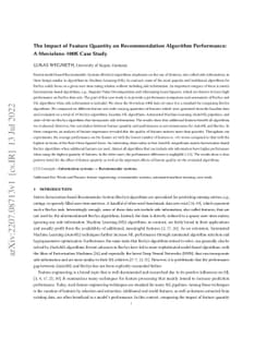 The Impact of Feature Quantity on Recommendation Algorithm Performance:
  A Movielens-100K Case Study