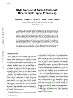 Style Transfer of Audio Effects with Differentiable Signal Processing